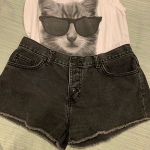 Charcoal wash denim shorts